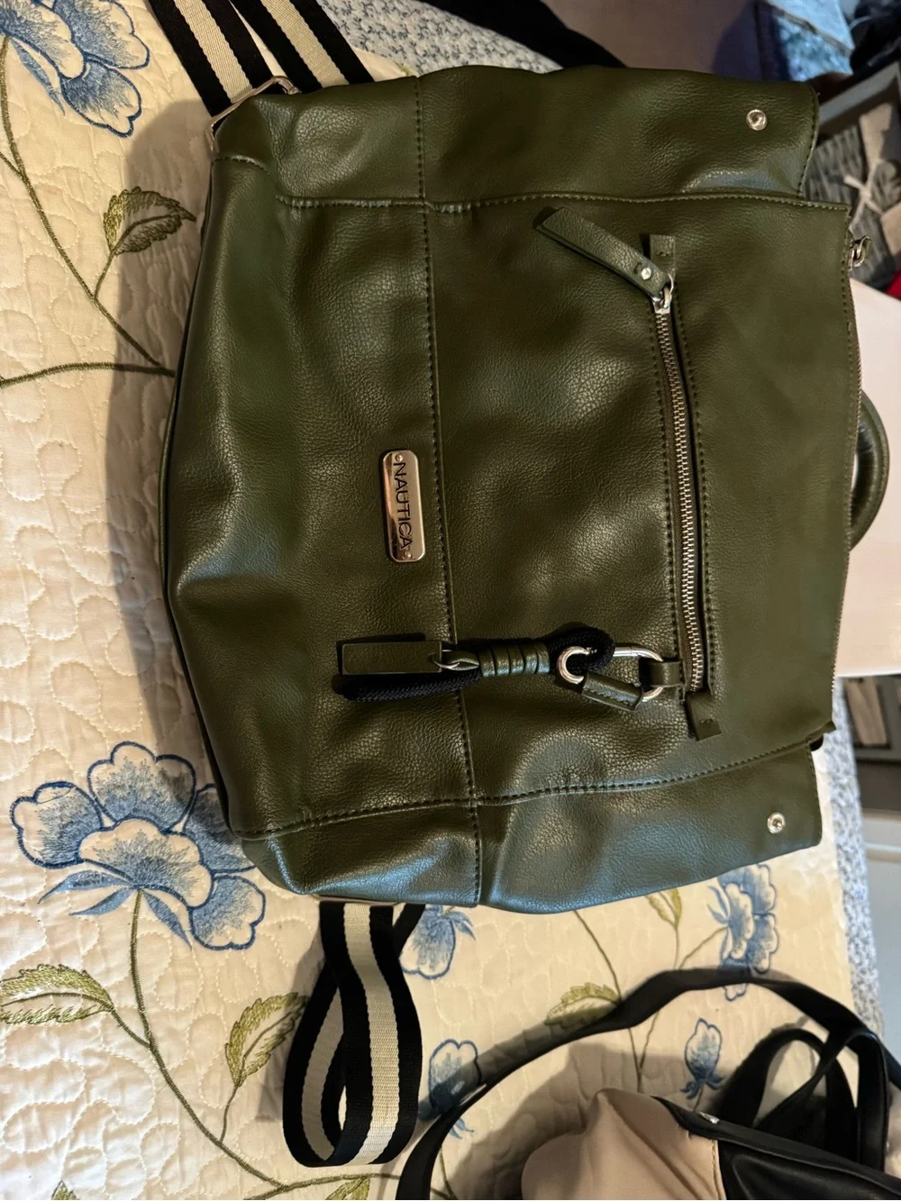 Nautica Olive Faux-Leather Convertible Backpack Tote